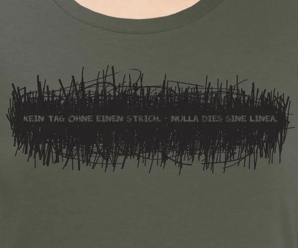 little kiwi little kiwi Damen T-Shirt, "Kein Tag ohne einen Strich", Khaki, – Produktbild 2 von 3