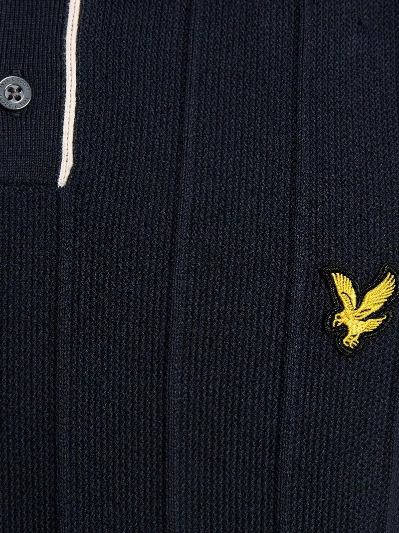 Lyle and Scott Lyle & Scott Strick Poloshirt Kontrastkante Dunkelblau - Größe XL, Blau, – Produktbild 3 von 5