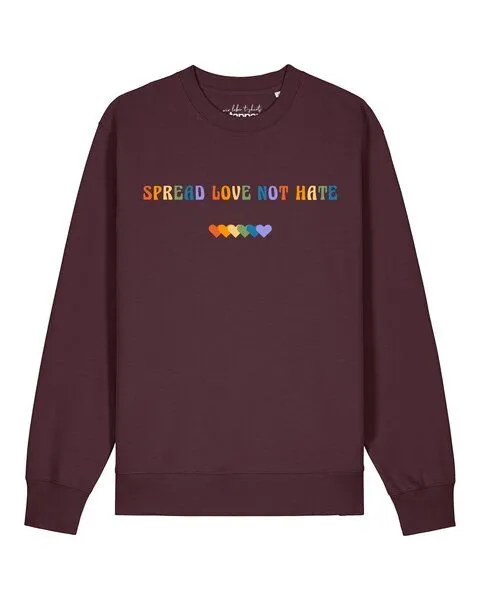 watapparel watapparel Sweatshirt Unisex Spread Love not Hate, Red brown, – Produktbild 1 von 2