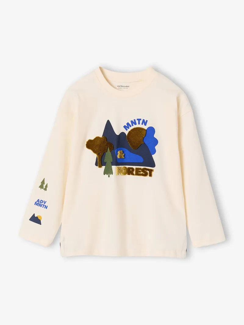 Vertbaudet Shirt mit 3D-Applikation Jungen, Wollweiß, – Produktbild 2 von 4