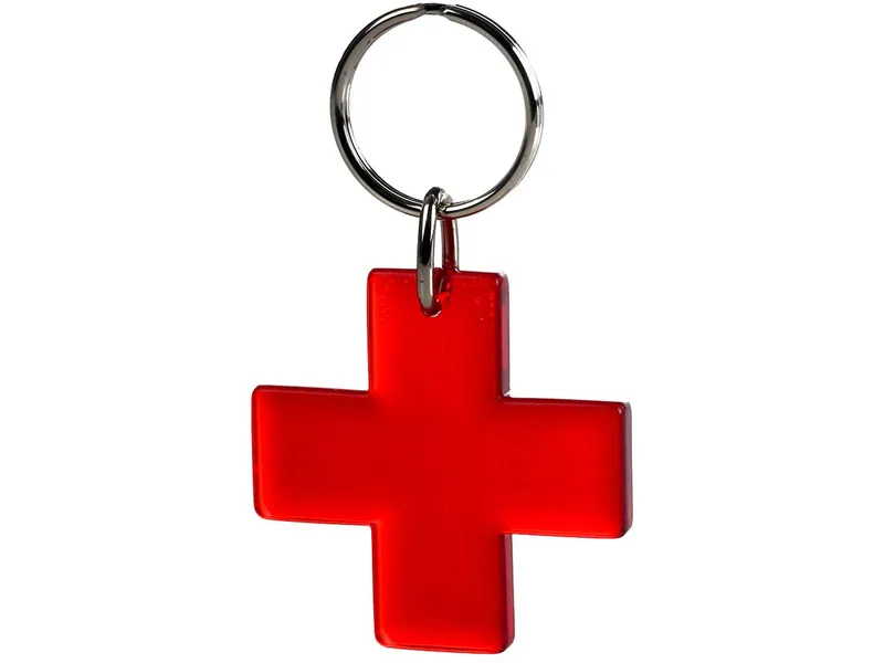 Schlüsselanhänger "Kreuz" inkl. 1-farbig beidseitigem Aufdruck, Rot transparent, – Produktbild 1 von 1
