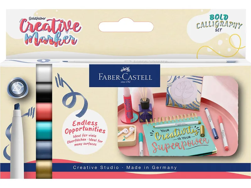 Faber-Castell Faber-Castell 6er-Set Goldfaber Creativ-Marker "Bold Calligraphy" C-Spitze – Produktbild 1 von 1