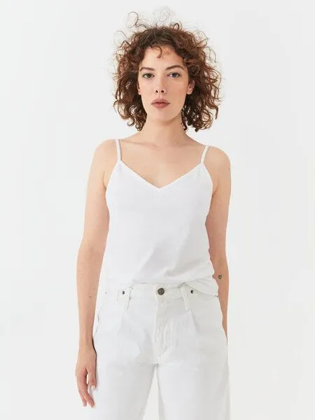 NINE TO FIVE NINE TO FIVE #ammer - Damen Ripp Tank Top aus Bio-Baumwolle, White, – Produktbild 1 von 4