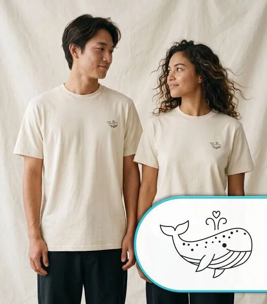 vis wear vis wear Wal der Liebe - Strand Surf - Pure Natural Bio Baumwolle Shirt, Natural, – Produktbild 3 von 3