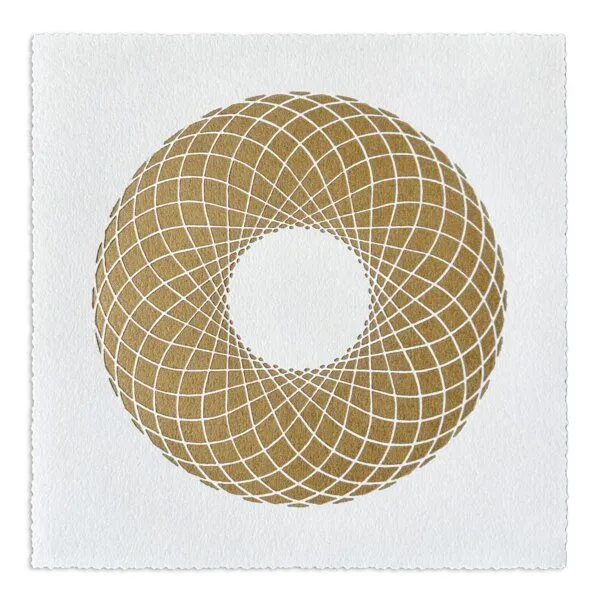 Veskor Cassiopeia Veskor Cassiopeia RING OF TORUS | Heilige Geometrie Linoldruck | 22 x 22 cm, Gold, – Produktbild 1 von 2