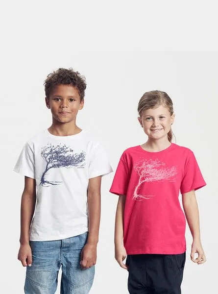 Peaces.bio - handbedruckte Biomode Peaces.bio - handbedruckte Biomode Bio-Kinder T-Shirt Windy Tree, Pink, – Produktbild 4 von 4