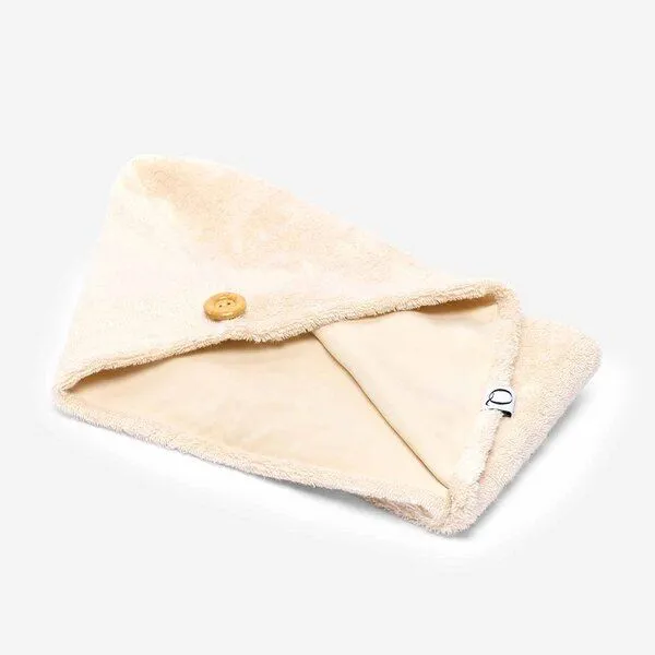 Qupro Qupro Spar-Set Turban-Handtuch & Scrunchies vegane Seide, Beige, – Produktbild 4 von 8