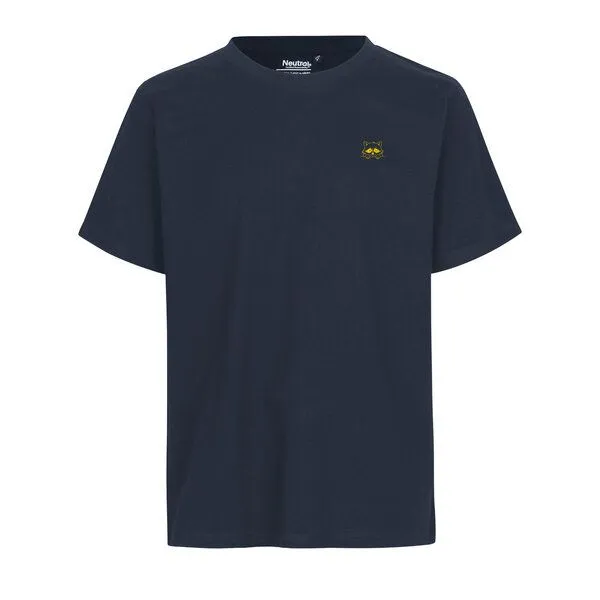 HANDGEDRUCKT HANDGEDRUCKT "Flauschspion" Unisex T-Shirt aus reiner Baumwolle (kbA), Navy, – Produktbild 2 von 3
