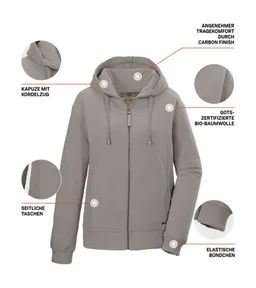 G.I.G.A. DX by killtec Sweatjacke GS 26 WMN SWT JCKT GOTS GOTS Bio-Baumwolle, Carbon-Finish, Kapuze, elastische Bündchen – Produktbild 1 von 1