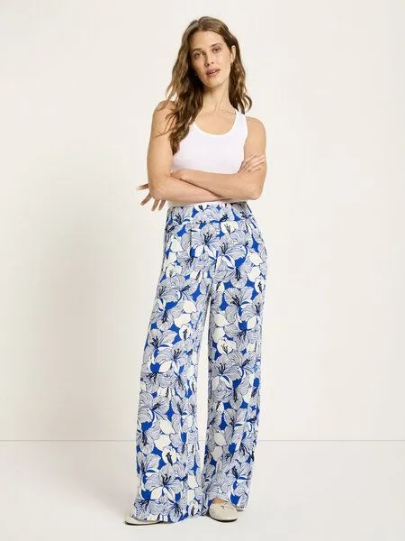 LANIUS LANIUS Hose mit weitem Bein aus TENCEL, Print bloom lapis, – Produktbild 1 von 3