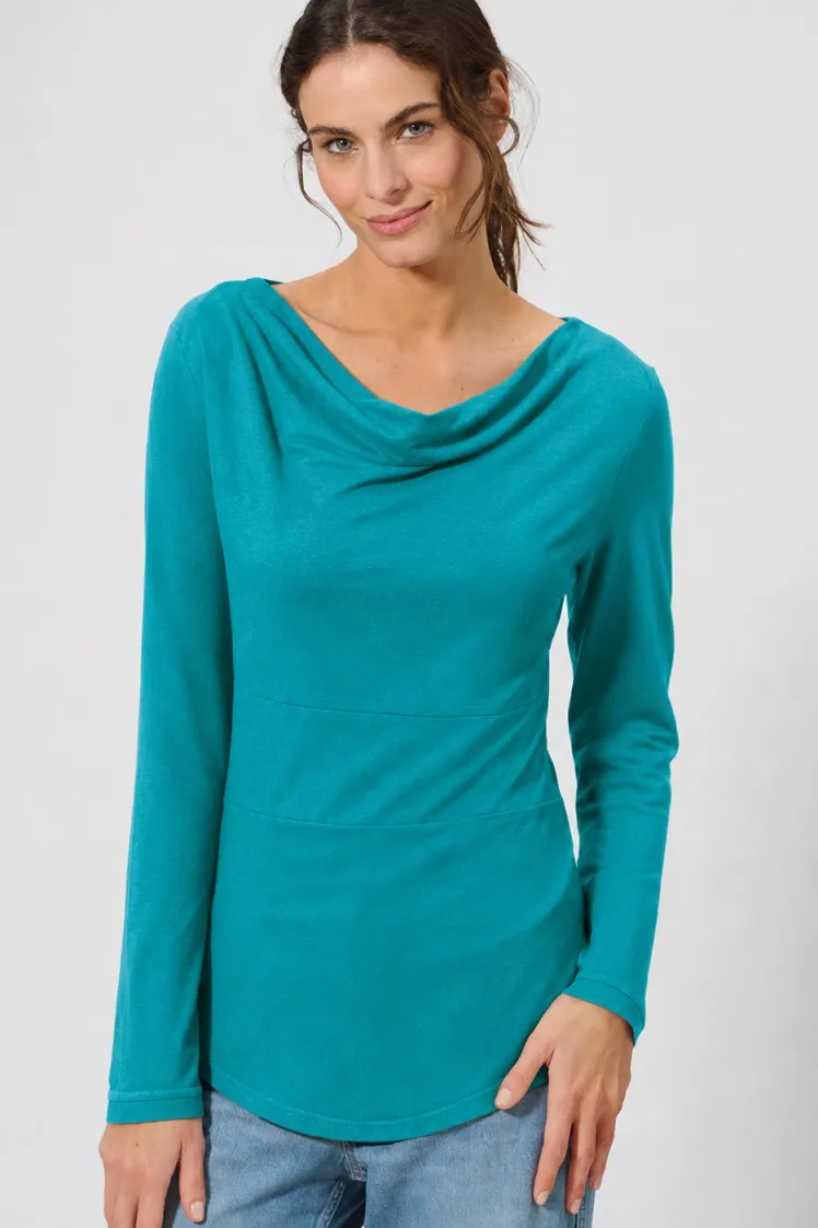 HempAge Hempage Damen vegan Langarm Oberteil In Pazifikblau, Blau, – Produktbild 2 von 2