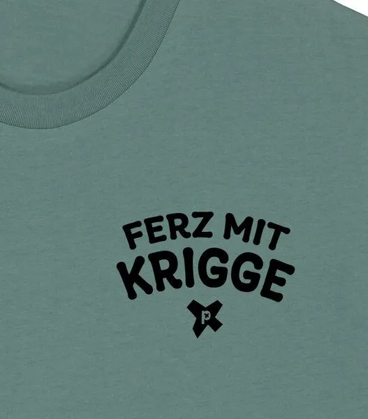 päfjes päfjes Ferz mit Krigge Hessisch Spruch - Fair Organic Cotton Unisex / Männer T-Shirt, Grün (green bay), – Produktbild 4 von 4