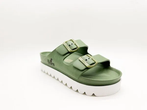 thies Vegane Ecofoam Plateau Sandale von thies ® aus recyceltem EVA, Khaki (kaki), – Produktbild 3 von 4