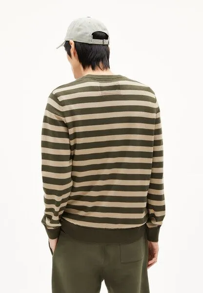 ARMEDANGELS ARMEDANGELS LOUKAA FINE STRIPES Herren Pullover aus Bio-Baumwolle, Forest pine-light sage, – Produktbild 2 von 4