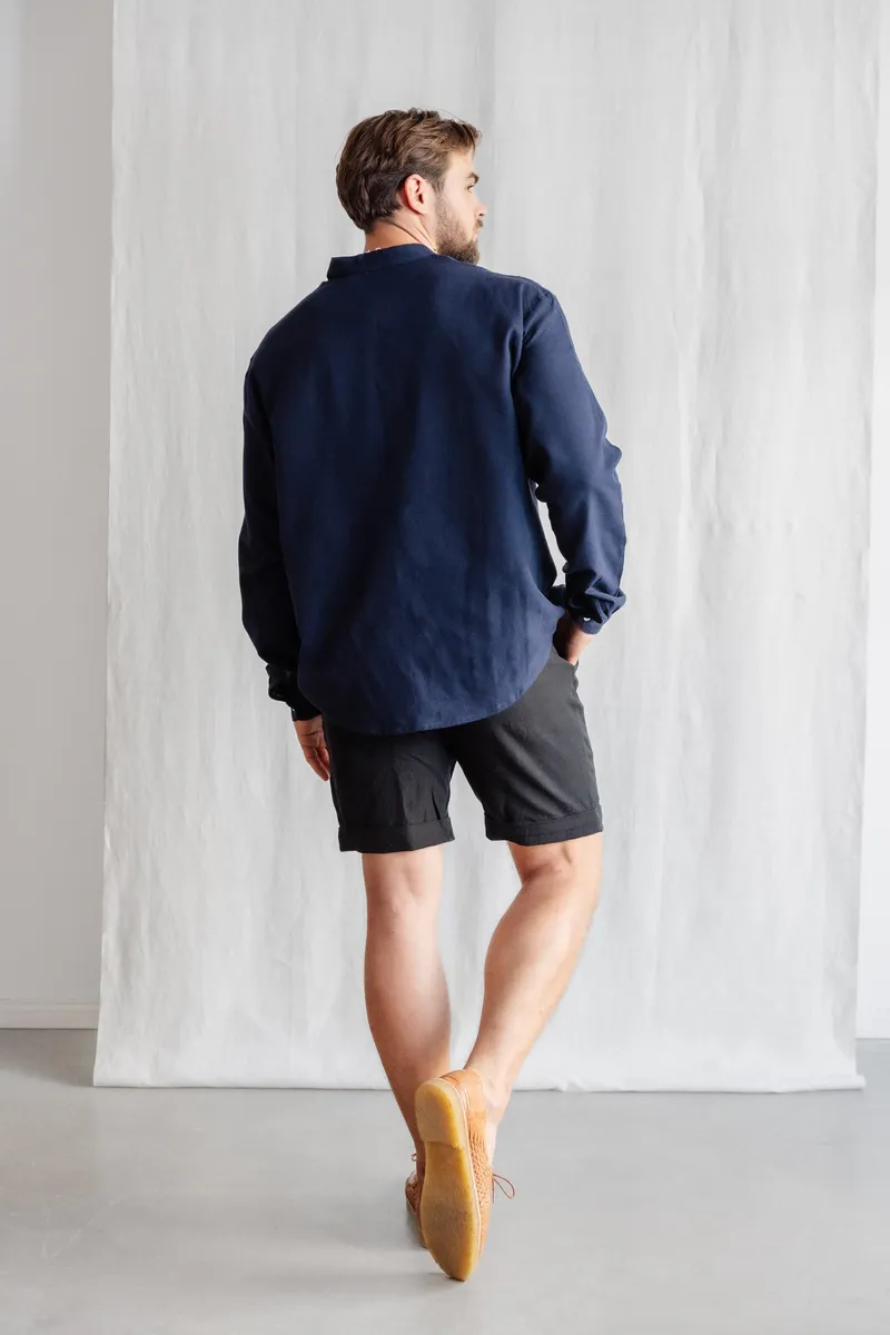 Jyoti - Fair Works Jyoti - Fair Works Herren vegan Hemd Harish Nachtblau, Extra dunkelblau, – Produktbild 1 von 2