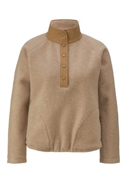 hessnatur hessnatur Wollfleece Troyer Patch Relaxed aus reiner Bio-Merinowolle, Sand, – Produktbild 3 von 4