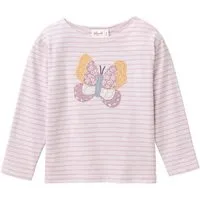 People Wear Organic People Wear Organic "Langarm Shirt, rosa geringelt, ""Schmetterling"", Bio-Baumwolle" – Produktbild 1 von 1