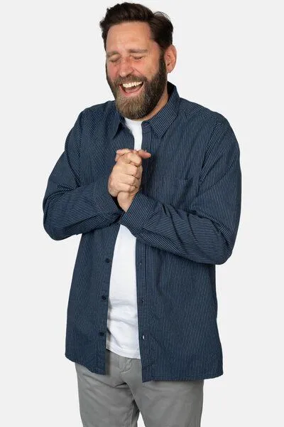 Hanseheld Hanseheld Herren Hemd Fischer, Schmal blau/weiß gestreift, – Produktbild 2 von 3