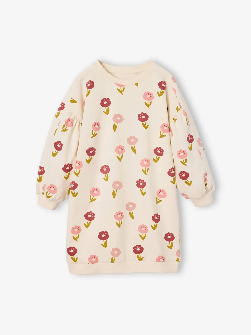 Vertbaudet Kurzes Sweatkleid Mädchen, Wollweiß, – Produktbild 1 von 2