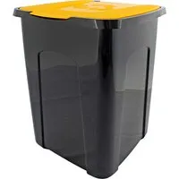 Mülleimer mit Klappdeckel, schwarz/gelb, 50 l – Produktbild 1 von 1
