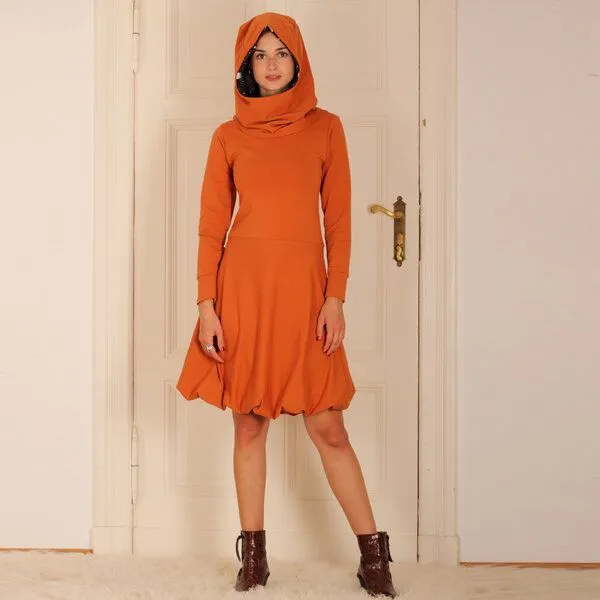 ManduTrap ManduTrap Ballonkleid aus Bio-Baumwolle kbA mit Kapuze/Hoodie, Orange, – Produktbild 1 von 4