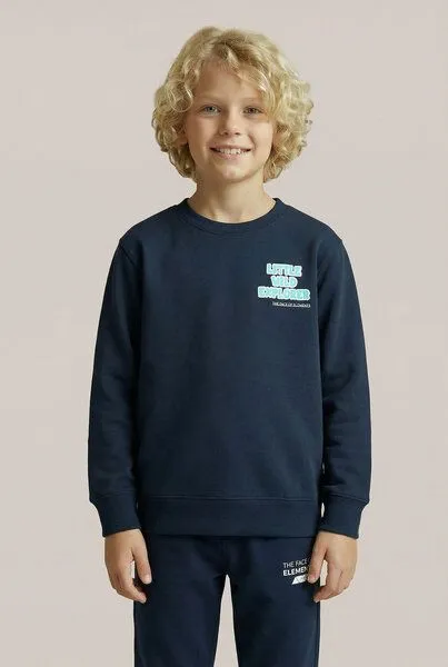 THE FACE OF ELEMENTS The Face of Elements Little Wild Explorer - Relaxed Fit Kids Sweatshirt aus 100% Bio-Baumwolle, Navy blue (blau), – Produktbild 2 von 4