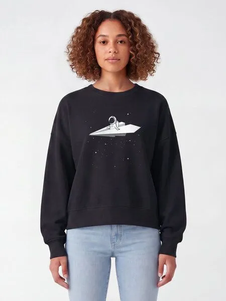 watapparel watapparel Sweatshirt Frauen Fly me to the moon, Black, – Produktbild 2 von 2