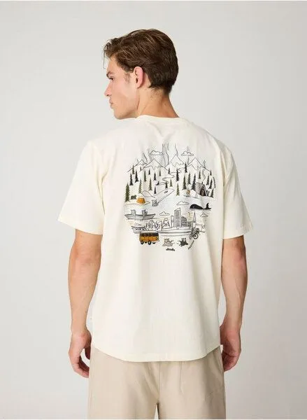 KnowledgeCotton Apparel KnowledgeCotton Apparel T-Shirt mit Rückenprint aus Bio-Baumwolle, Weiß-egret, – Produktbild 1 von 4