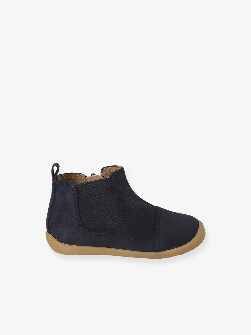 Vertbaudet Vertbaudet Baby Lederboots mit großzügiger Zehenbox, Marine, – Produktbild 2 von 4