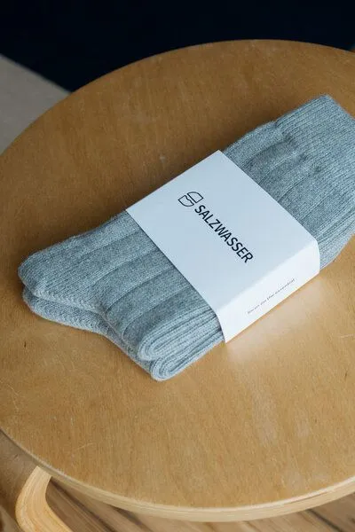 SALZWASSER SALZWASSER 2 Paar Grobstricksocken Bio-Baumwolle, Hellgrau (grau), – Produktbild 3 von 4
