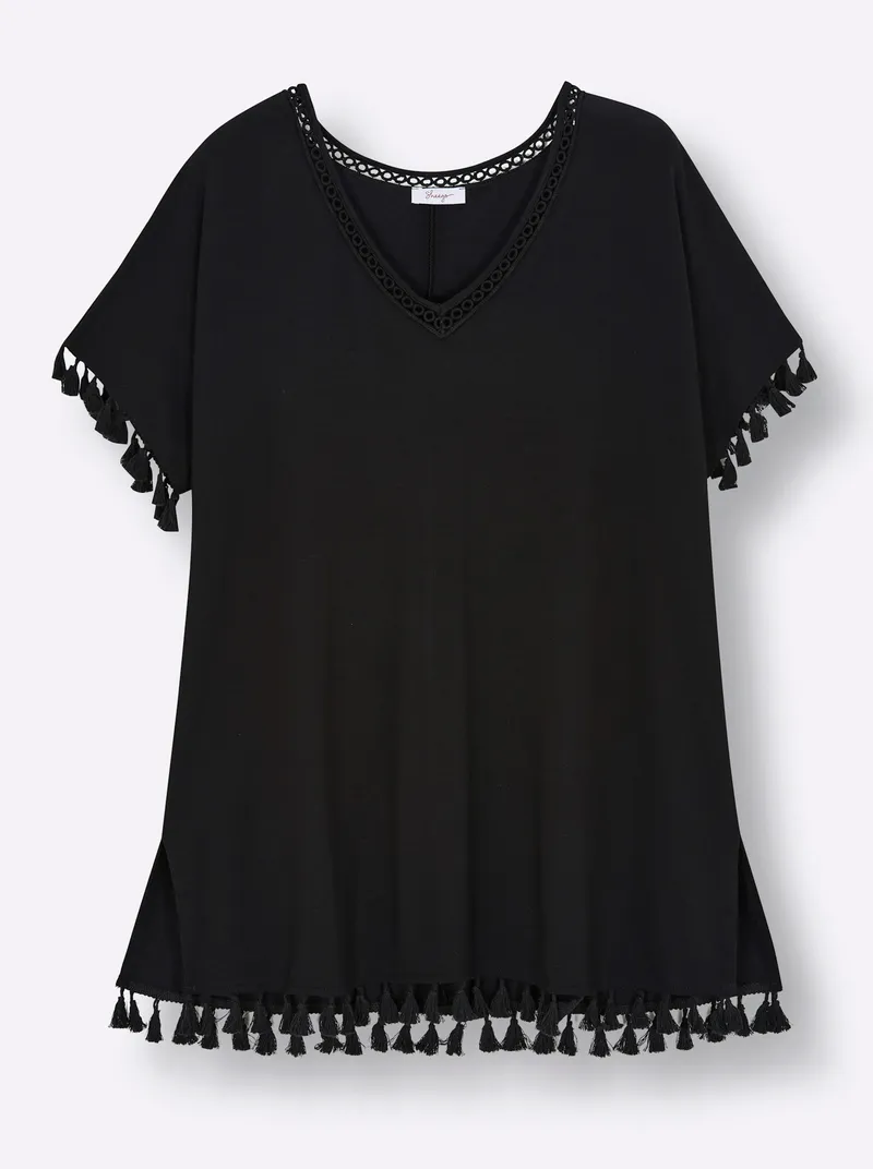 sheego Longshirt schwarz, Schwarz, – Produktbild 2 von 2