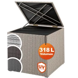 Casaria® Gartenbox Polyrattan 318L Creme mit Innenverkleidung wetterfest – Produktbild 1 von 1