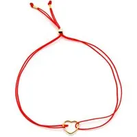juni juni Stoffarmbändchen mit Herz und verstellbarer Schiebeperle aus recyceltem Gold - mehrere Farben, Rot, – Produktbild 1 von 2