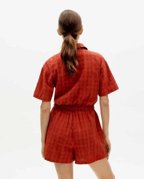 thinking mu thinking mu Jumpsuit - Agata - aus Biobaumwolle, Orange (cuadrito orange), – Produktbild 4 von 4