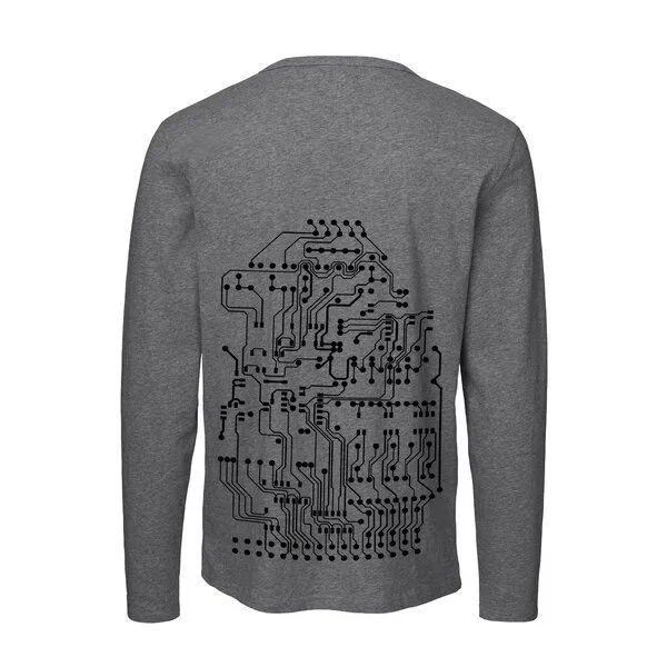 HANDGEDRUCKT HANDGEDRUCKT "Vernetzt" Männer Longsleeve, Grau, – Produktbild 1 von 4