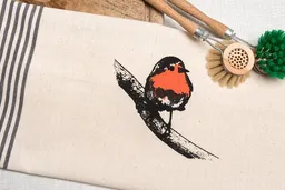 Hirschkind Hirschkind Bio- & Fair-Trade - Geschirrtuch 'Rotkehlchen' naturfarben – Produktbild 1 von 1
