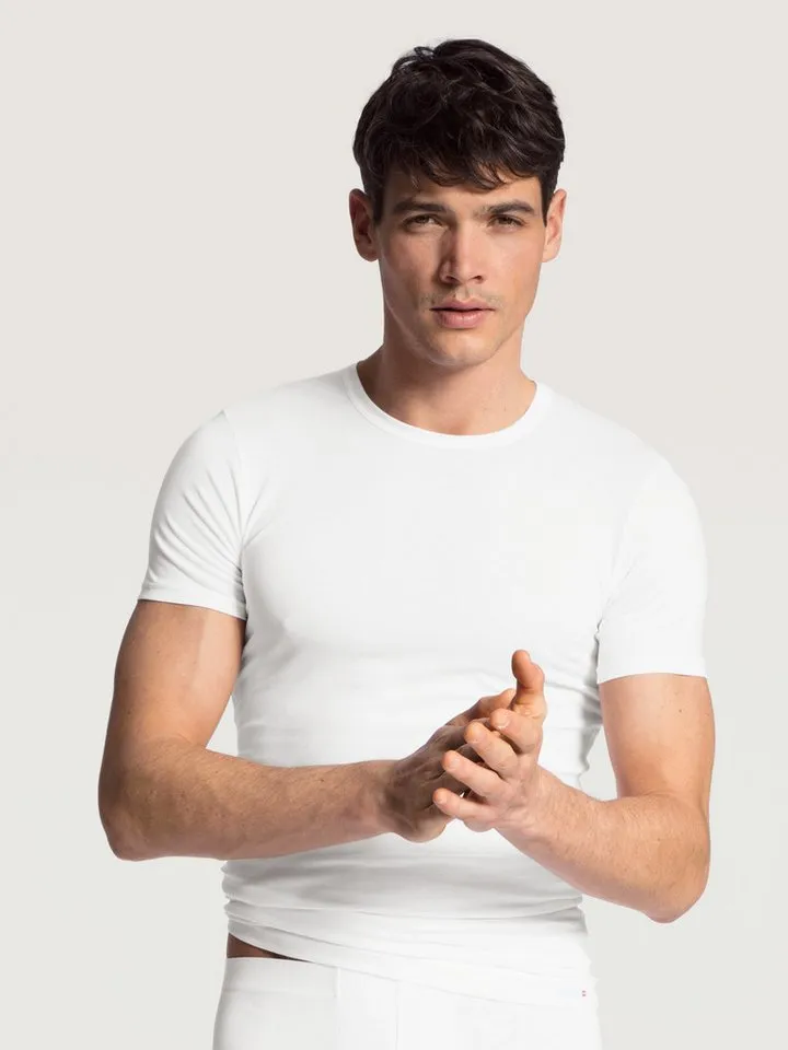 CALIDA CALIDA Rundhalsshirt Evolution schmale Passform, Kurzarm, weich, Single Jersey, elastisch, Weiß, – Produktbild 3 von 5