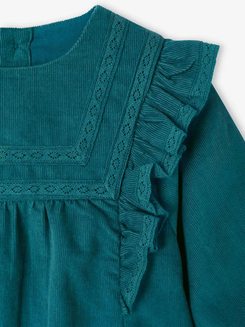 Vertbaudet Vertbaudet Baby Kleid aus Feincord pfauen, Pfauenblau, – Produktbild 2 von 3