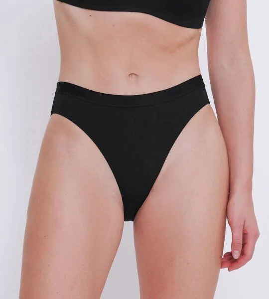 Sloggi Sloggi 2x GO CASUAL Slip mit hohem Beinausschnitt Bio-Baumwolle, Schwarz, – Produktbild 1 von 4
