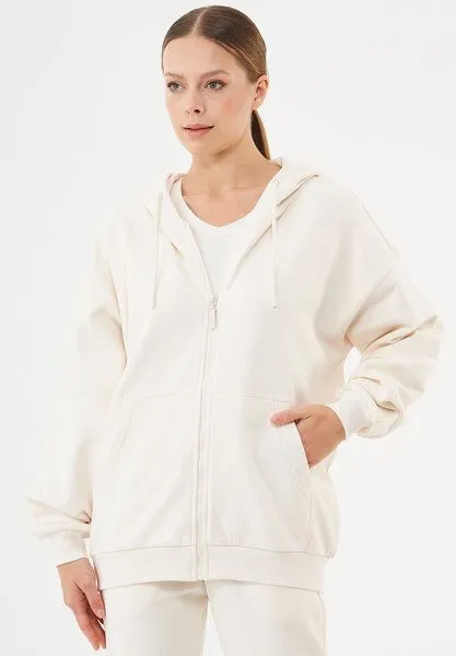 ORGANICATION ORGANICATION ESSENTIALS-JALE- Soft Touch Sweatjacke aus Bio-Baumwolle, Off white, – Produktbild 3 von 4