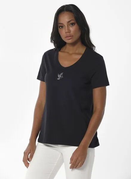 ORGANICATION ORGANICATION T-Shirt aus Bio-Baumwolle mit Stickerei, Schwarz(black), – Produktbild 1 von 4