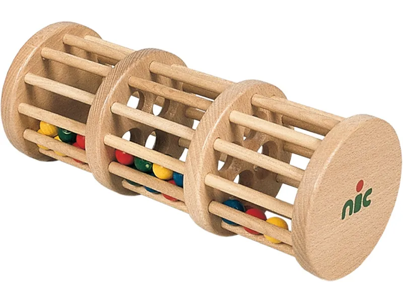 Nic natürlich spielen Nic natürlich spielen Rasselturm mit bunten Holzperlen 27 x 11 x 11 cm, Natur, mehrfarbig, – Produktbild 1 von 2