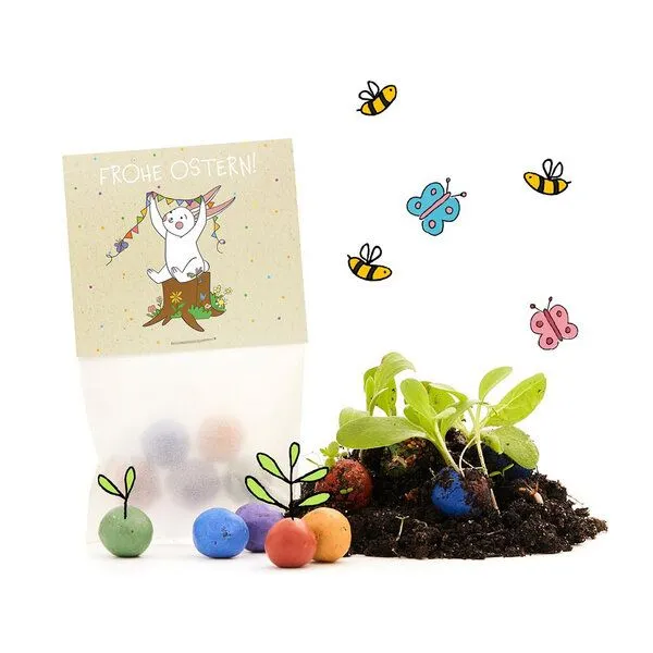 Die Stadtgärtner Die Stadtgärtner 10x5 Blumenmurmeln im Tütchen "Osterhase" I Ostergeschenk für Kinder I Kleinigkeit zu Ostern I Geschenk zu Ostern I Kleine Geschenk für Osternest oder Osterkörbchen – Produktbild 2 von 4