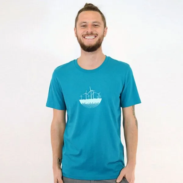 Spangeltangel Spangeltangel bedrucktes T-Shirt, Windkraft, nachhaltig, Windrad, Unisex, Biobaumwolle, Schwarz, – Produktbild 1 von 1