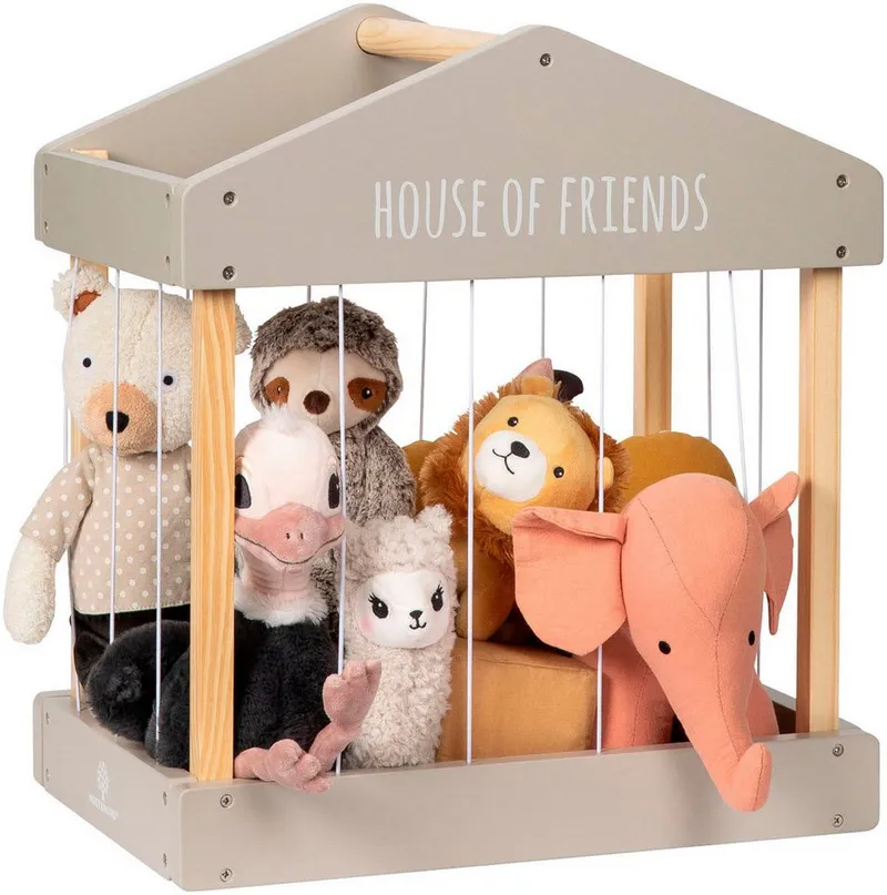 MUSTERKIND MUSTERKIND Aufbewahrungsbox Plüschtier-Box House of Friends, warmgrau/natur, aus Holz, FSC® - schützt Wald, Grau, – Produktbild 2 von 2