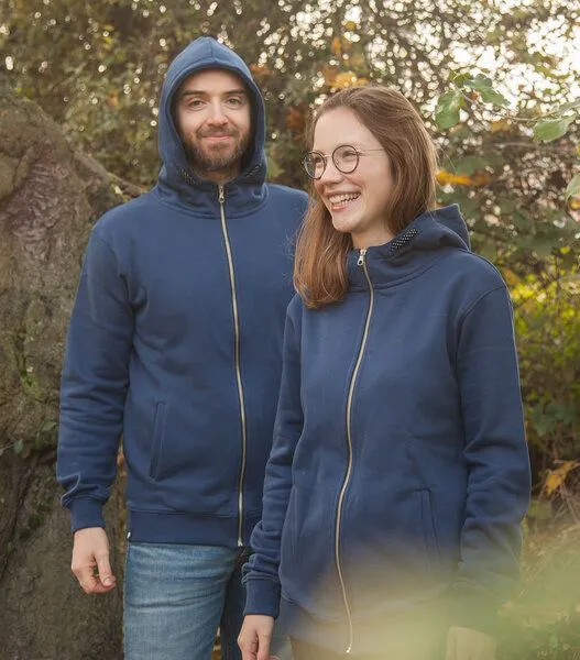 päfjes päfjes Basic Zipper Jacke - Fair gehandelt - Unisex Bio Sweatjacke, Blau, – Produktbild 1 von 4