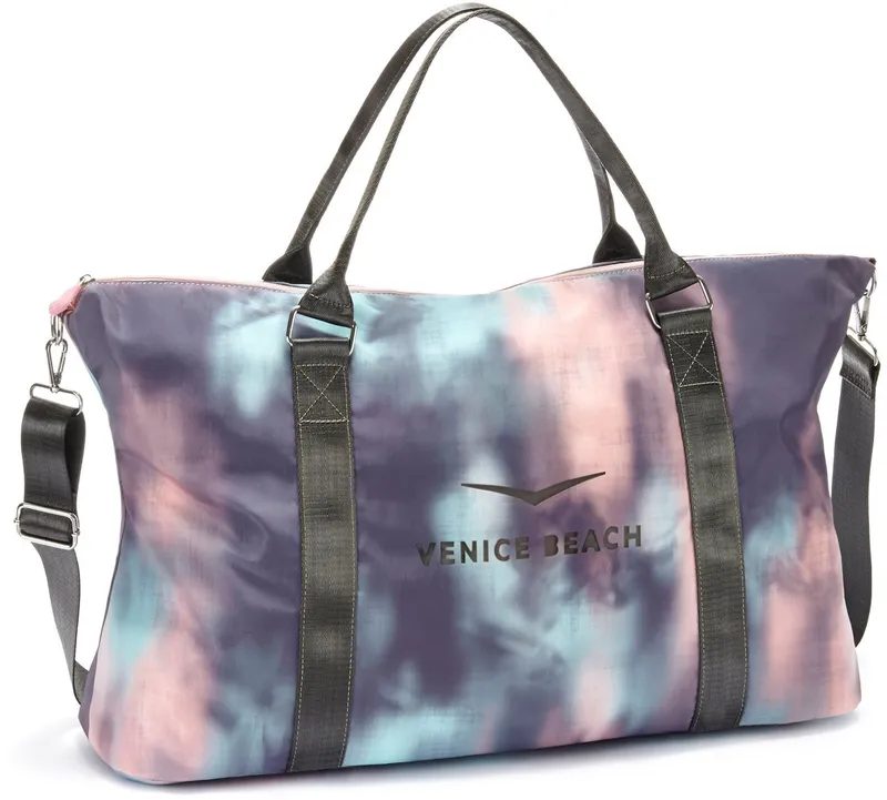 VENICE BEACH VENICE BEACH Sporttasche große Umhängetasche, Wellnesstasche, Saunatasche, Reisetasche, Weekender, Strandtasche mit modischem Druck VEGAN, Blau|lila|rosa, – Produktbild 1 von 5