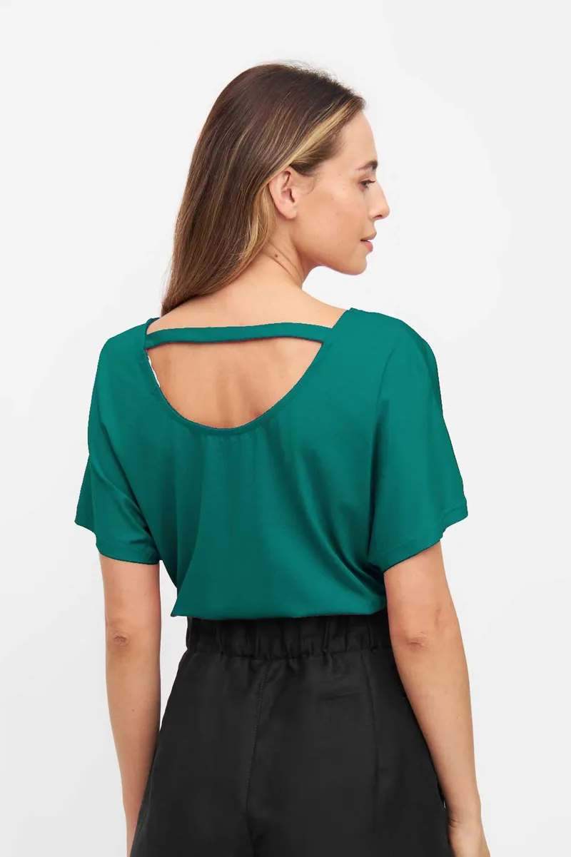 WiDDA Widda Damen vegan T-Shirt Rückenfrei Fari Petrol, Teal, – Produktbild 1 von 1