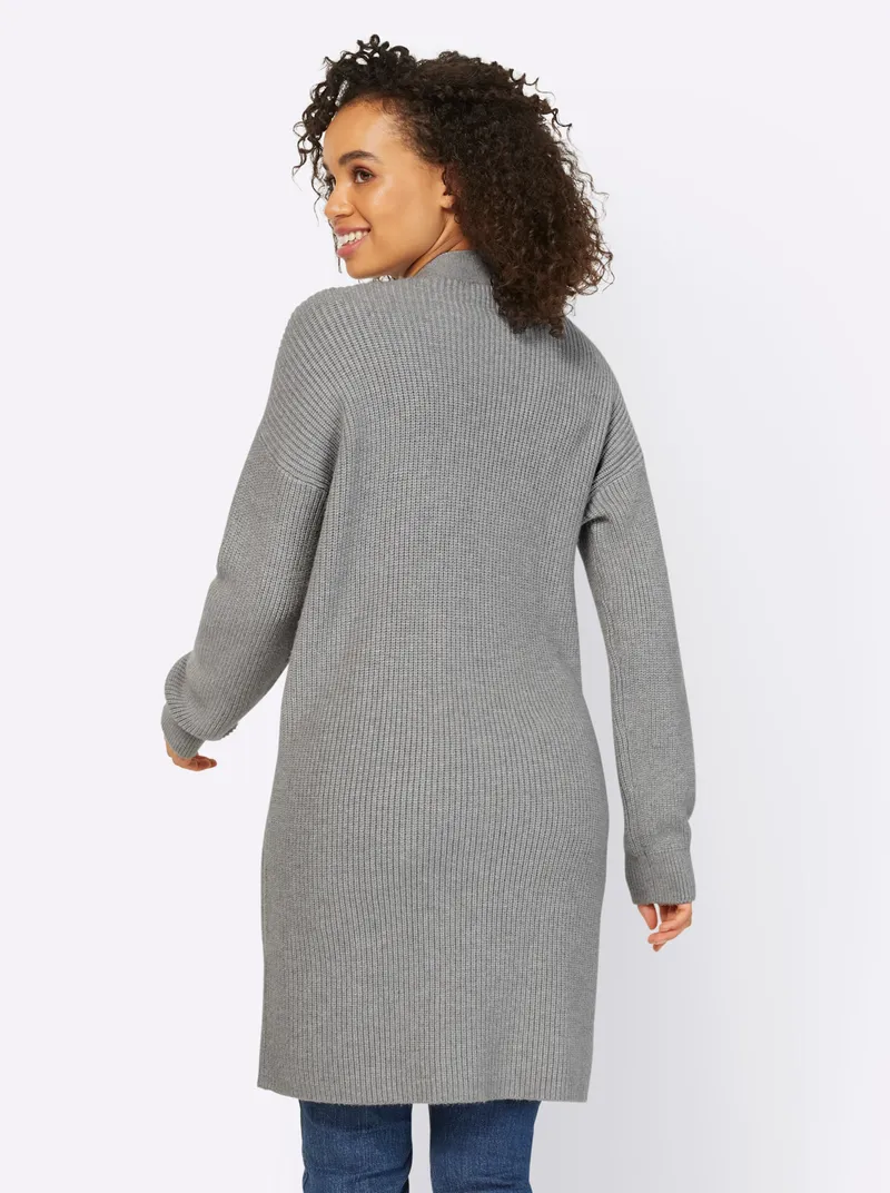 heine Longstrickjacke grau-meliert, Grau-meliert, – Produktbild 1 von 2