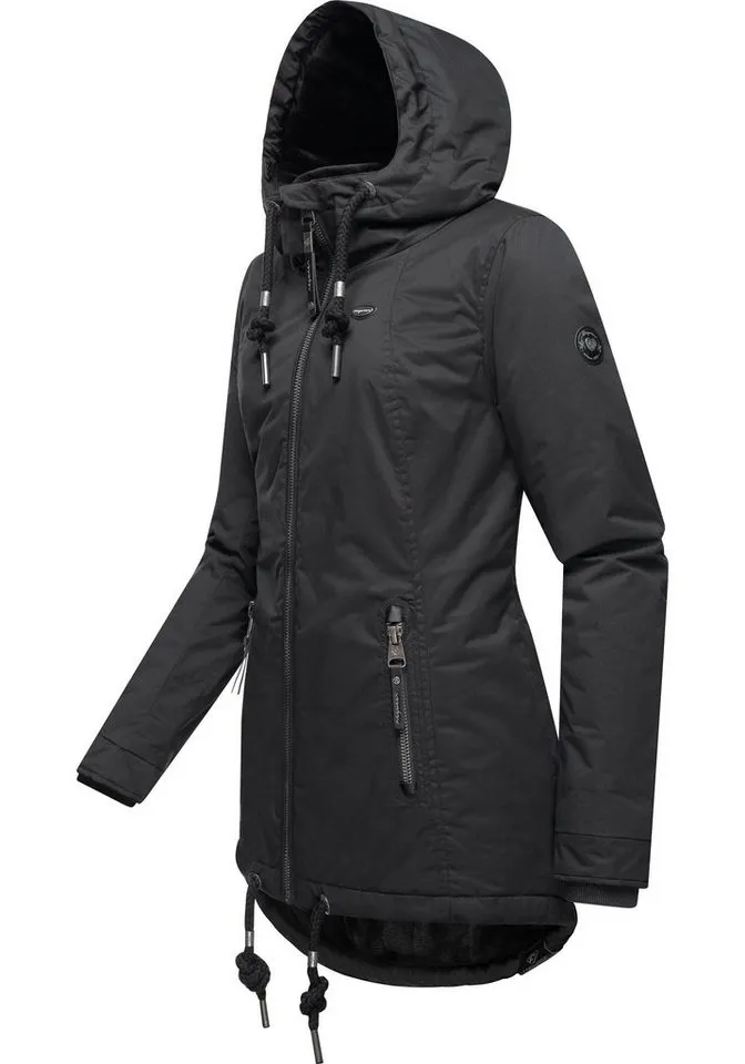 ragwear ragwear Winterjacke Zuzka Winter Wasserdichter Winterparka mit Teddyfleece Innenfutter, Schwarz, – Produktbild 3 von 4